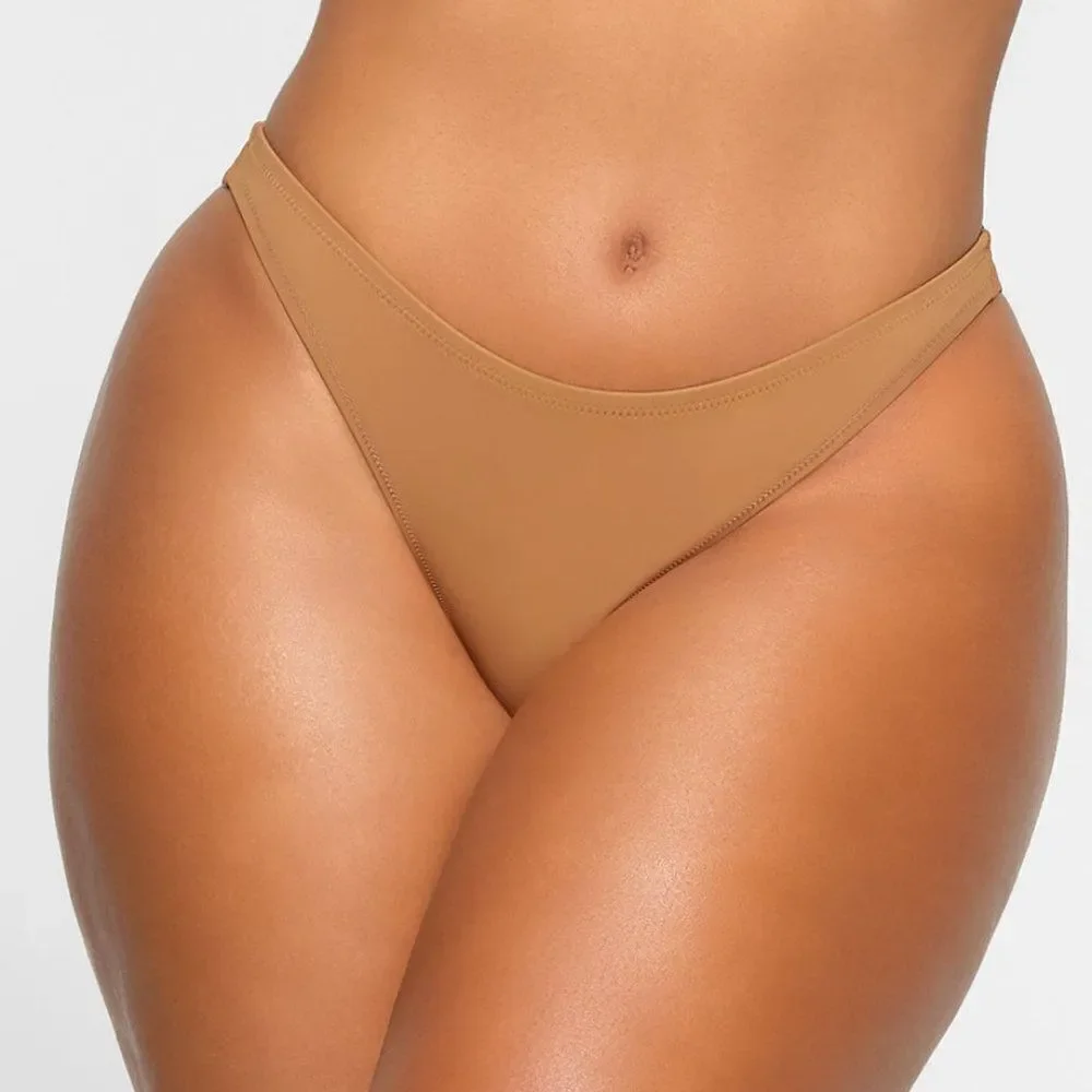 Skims Women's Almond Signature Swim Mid Coverage Bottoms Size XL